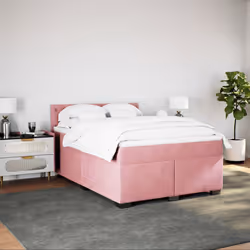 vidaXL Giroletto a Molle con Materasso Rosa 140x190 cm in Velluto - Vista aggiuntiva 3
