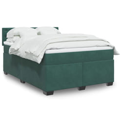 vidaXL Giroletto a Molle con Materasso Verde Scuro 140x190 cm Velluto