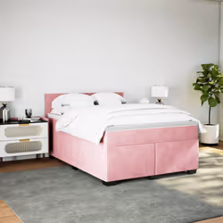 vidaXL Giroletto a Molle con Materasso Rosa Scuro 140x200cm in Velluto - Vista aggiuntiva 3