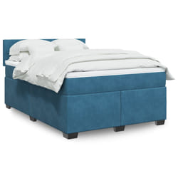 vidaXL Giroletto a Molle con Materasso Blu Scuro 140x200 cm in Velluto