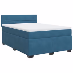 vidaXL Giroletto a Molle con Materasso Blu Scuro 140x200 cm in Velluto - Vista aggiuntiva 2