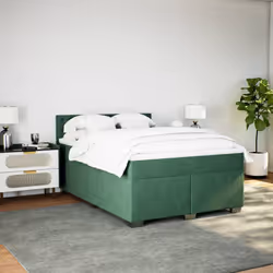 vidaXL Giroletto a Molle con Materasso Verde Scuro 140x200 cm Velluto - Vista aggiuntiva 3