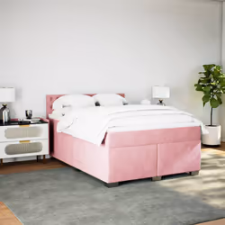 vidaXL Giroletto a Molle con Materasso Rosa Scuro 140x200cm in Velluto - Vista aggiuntiva 3