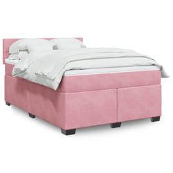 vidaXL Giroletto a Molle con Materasso Rosa 160x200 cm in Velluto