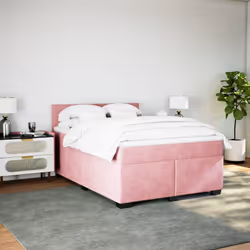 vidaXL Giroletto a Molle con Materasso Rosa 160x200 cm in Velluto - Vista aggiuntiva 3