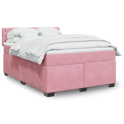 vidaXL Giroletto a Molle con Materasso Rosa 160x200 cm in Velluto