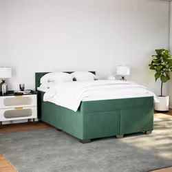 vidaXL Giroletto a Molle con Materasso Verde Scuro 160x200 cm Velluto - Vista aggiuntiva 3