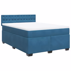 vidaXL Giroletto a Molle con Materasso Blu 160x200 cm in Velluto - Vista aggiuntiva 2