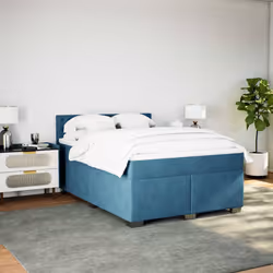 vidaXL Giroletto a Molle con Materasso Blu 160x200 cm in Velluto - Vista aggiuntiva 3