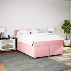 vidaXL Giroletto a Molle con Materasso Rosa 160x200 cm in Velluto - Vista aggiuntiva 3