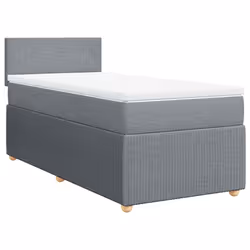 vidaXL Giroletto a Molle con Materasso Grigio Chiaro 90x190 cm Tessuto - Vista aggiuntiva 2