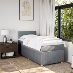 vidaXL Giroletto a Molle con Materasso Grigio Chiaro 90x190 cm Tessuto - Vista aggiuntiva 3