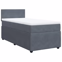 vidaXL Giroletto a Molle con Materasso Grigio Scuro 90x190 cm Velluto - Vista aggiuntiva 2