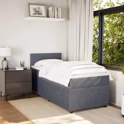 vidaXL Giroletto a Molle con Materasso Grigio Scuro 90x190 cm Velluto - Vista aggiuntiva 3