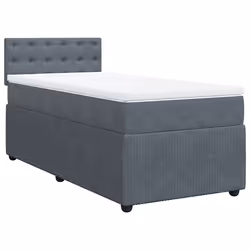 vidaXL Giroletto a Molle con Materasso Grigio Scuro 100x200 cm Velluto - Vista aggiuntiva 2