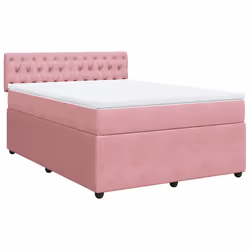 vidaXL Giroletto a Molle con Materasso Rosa 160x200 cm in Velluto - Vista aggiuntiva 2