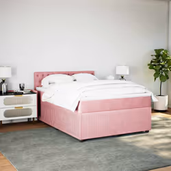 vidaXL Giroletto a Molle con Materasso Rosa 160x200 cm in Velluto - Vista aggiuntiva 3