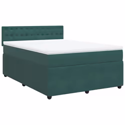 vidaXL Giroletto a Molle con Materasso Verde Scuro 160x200 cm Velluto - Vista aggiuntiva 2