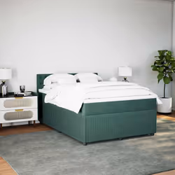 vidaXL Giroletto a Molle con Materasso Verde Scuro 160x200 cm Velluto - Vista aggiuntiva 3
