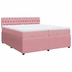 vidaXL Giroletto a Molle con Materasso Rosa 200x200 cm in Velluto - Vista aggiuntiva 2