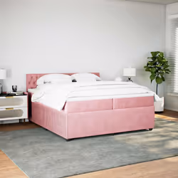 vidaXL Giroletto a Molle con Materasso Rosa 200x200 cm in Velluto - Vista aggiuntiva 3