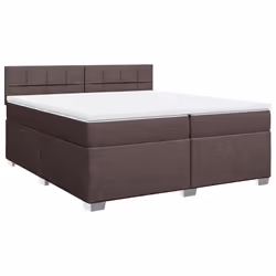 vidaXL Giroletto a Molle con Materasso Marrone Scuro 200x200cm Tessuto - Vista aggiuntiva 3