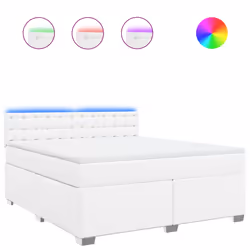 vidaXL Giroletto a Molle con Materasso Bianco 180x200 cm in Similpelle - Vista aggiuntiva 2