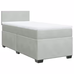vidaXL Giroletto a Molle con Materasso Grigio Chiaro 90x190 cm Velluto - Vista aggiuntiva 3
