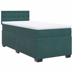 vidaXL Giroletto a Molle con Materasso Verde Scuro 90x190 cm Velluto - Vista aggiuntiva 3