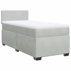 vidaXL Giroletto a Molle con Materasso Grigio Chiaro 100x200cm Velluto - Vista aggiuntiva 3