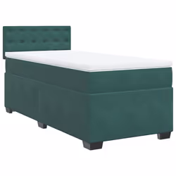 vidaXL Giroletto a Molle con Materasso Verde Scuro 100x200 cm Velluto - Vista aggiuntiva 3