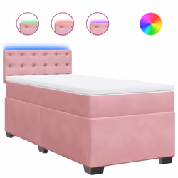 vidaXL Giroletto a Molle con Materasso Rosa 100x200 cm in Velluto - Vista aggiuntiva 2