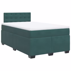 vidaXL Giroletto a Molle con Materasso Verde Scuro 120x200 cm Velluto - Vista aggiuntiva 3