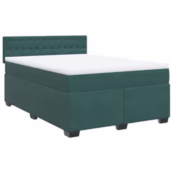 vidaXL Giroletto a Molle con Materasso Verde Scuro 140x190 cm Velluto - Vista aggiuntiva 3