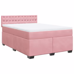 vidaXL Giroletto a Molle con Materasso Rosa 140x200 cm in Velluto - Vista aggiuntiva 3