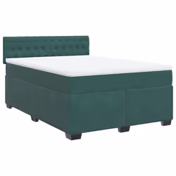 vidaXL Giroletto a Molle con Materasso Verde Scuro 160x200 cm Velluto - Vista aggiuntiva 3