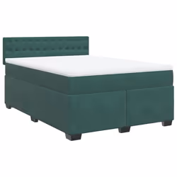 vidaXL Giroletto a Molle con Materasso Verde Scuro 160x200 cm Velluto - Vista aggiuntiva 3
