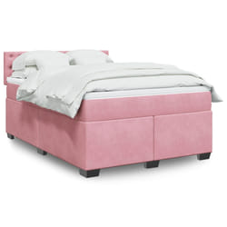 vidaXL Giroletto a Molle con Materasso Rosa 160x200 cm in Velluto