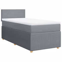 vidaXL Giroletto a Molle con Materasso Grigio Chiaro 90x190 cm Tessuto - Vista aggiuntiva 3