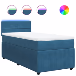 vidaXL Giroletto a Molle con Materasso Blu 80x200 cm in Velluto - Vista aggiuntiva 2