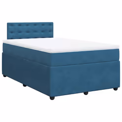 vidaXL Giroletto a Molle con Materasso Blu 120x200 cm in Velluto - Vista aggiuntiva 3