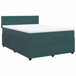vidaXL Giroletto a Molle con Materasso Verde Scuro 160x200 cm Velluto - Vista aggiuntiva 3