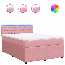 vidaXL Giroletto a Molle con Materasso Rosa 160x200 cm in Velluto - Vista aggiuntiva 2