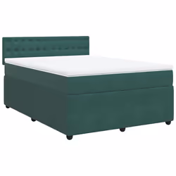 vidaXL Giroletto a Molle con Materasso Verde Scuro 160x200 cm Velluto - Vista aggiuntiva 3