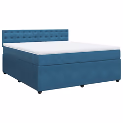 vidaXL Giroletto a Molle con Materasso Blu 180x200 cm in Velluto - Vista aggiuntiva 3