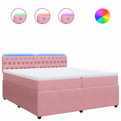 vidaXL Giroletto a Molle con Materasso Rosa 200x200 cm in Velluto - Vista aggiuntiva 2