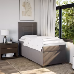 vidaXL Giroletto a Molle con Materasso Tortora 90x190 cm in Tessuto - Vista aggiuntiva 3