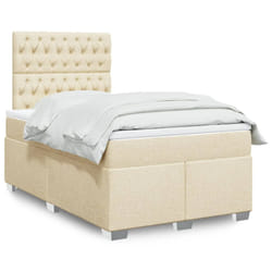 vidaXL Giroletto a Molle con Materasso Crema 120x200 cm in Tessuto