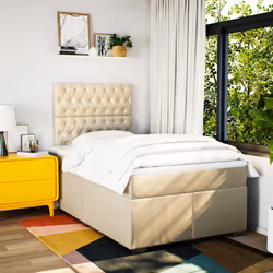 vidaXL Giroletto a Molle con Materasso Crema 120x200 cm in Tessuto - Vista aggiuntiva 3