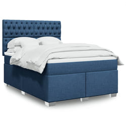 vidaXL Giroletto a Molle con Materasso Blu 140x190 cm in Tessuto